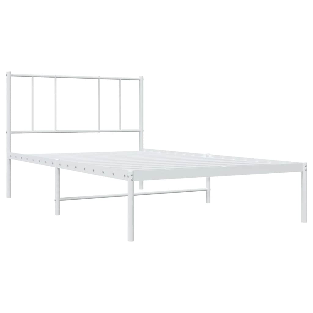 vidaXL Metalowa rama łóżka z wezgłowiem, biała, 80x200 cm