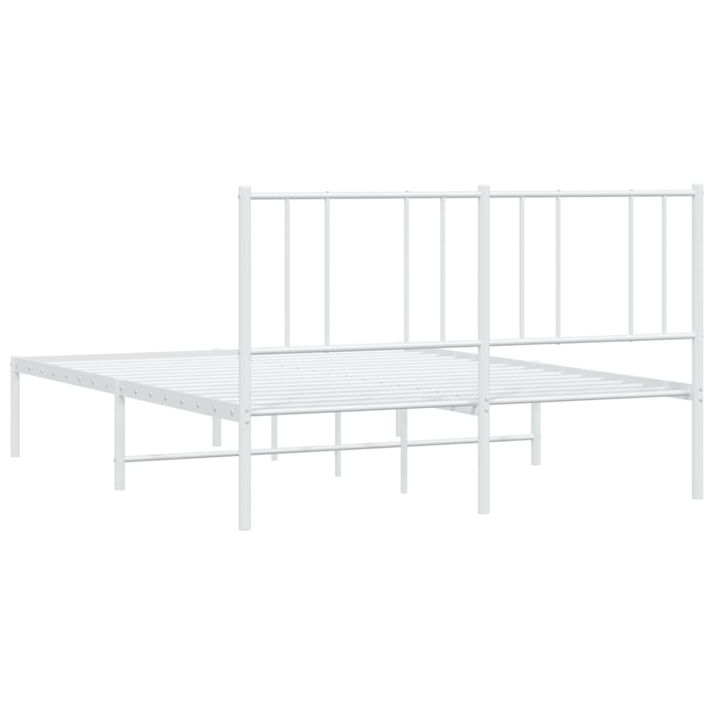 vidaXL Metalowa rama łóżka z wezgłowiem, biała, 140x190 cm