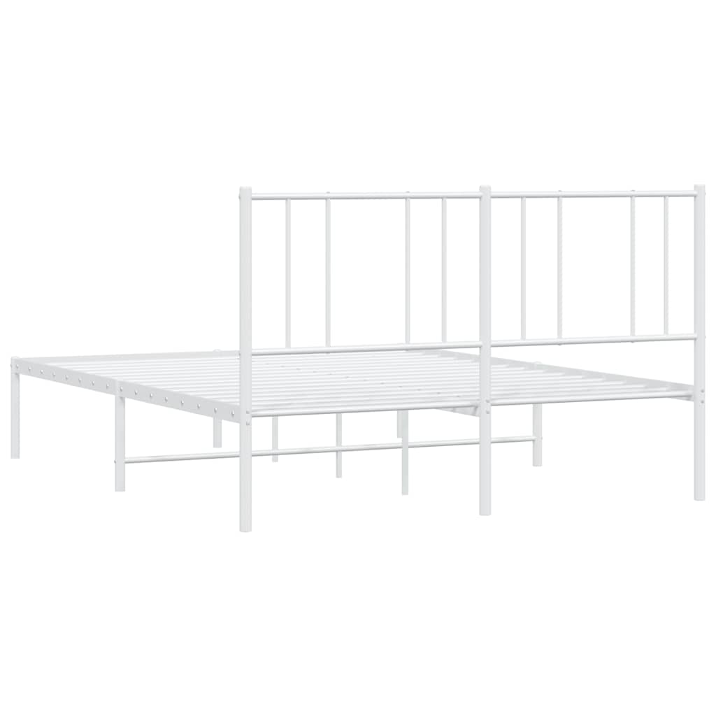 vidaXL Metalowa rama łóżka z wezgłowiem biała, 140x200 cm