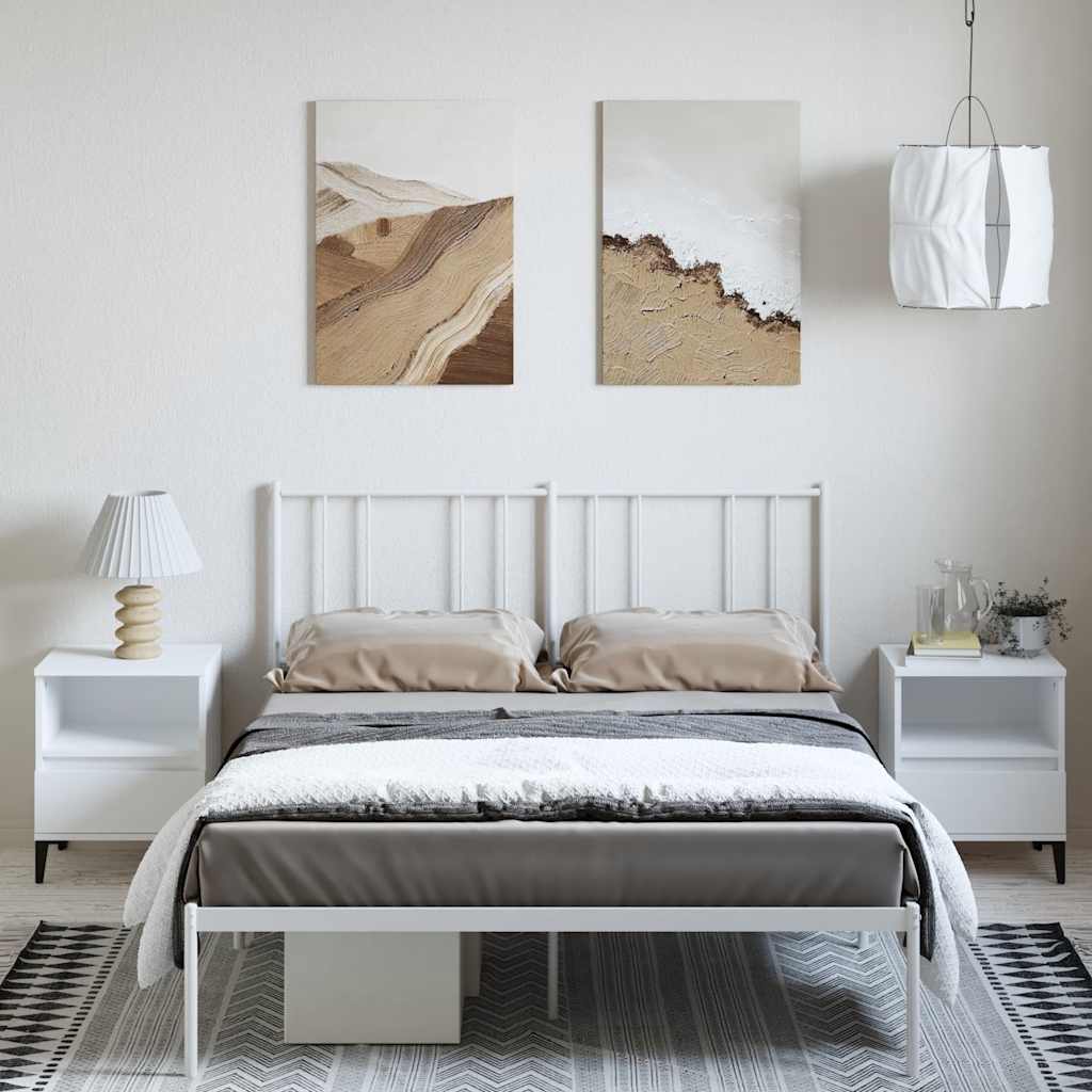 vidaXL Metalowa rama łóżka z wezgłowiem, biała, 150x200 cm