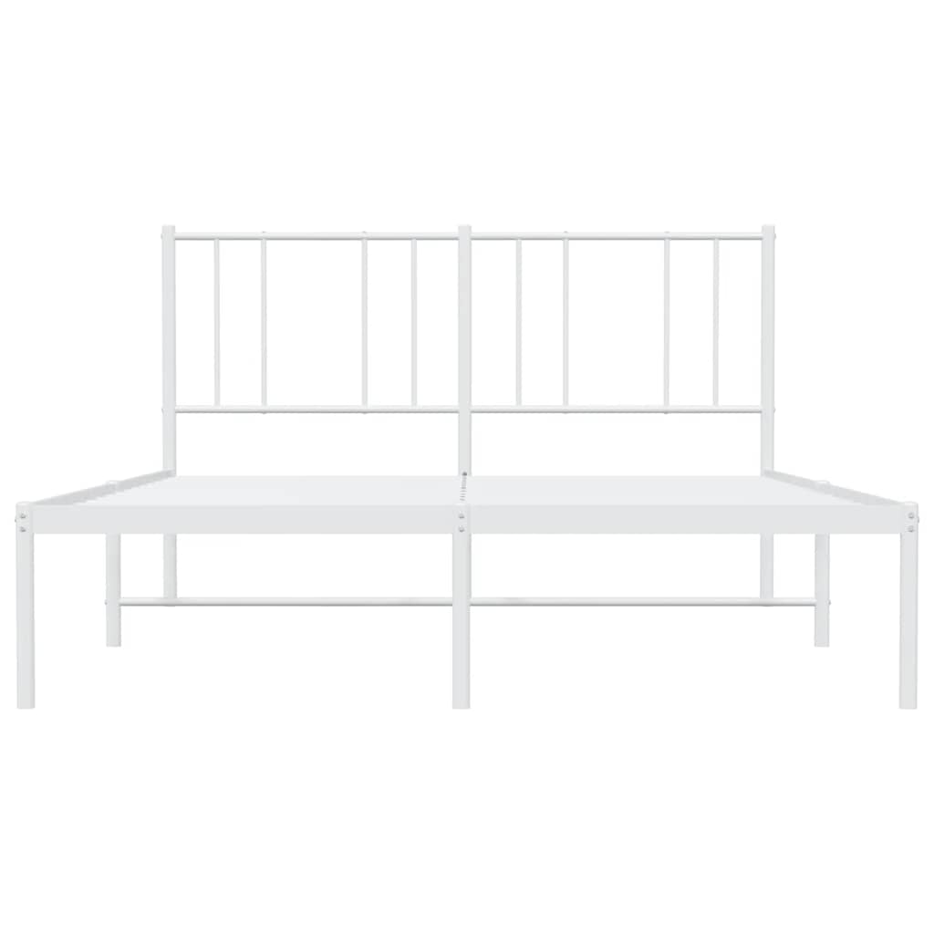 vidaXL Metalowa rama łóżka z wezgłowiem, biała, 150x200 cm