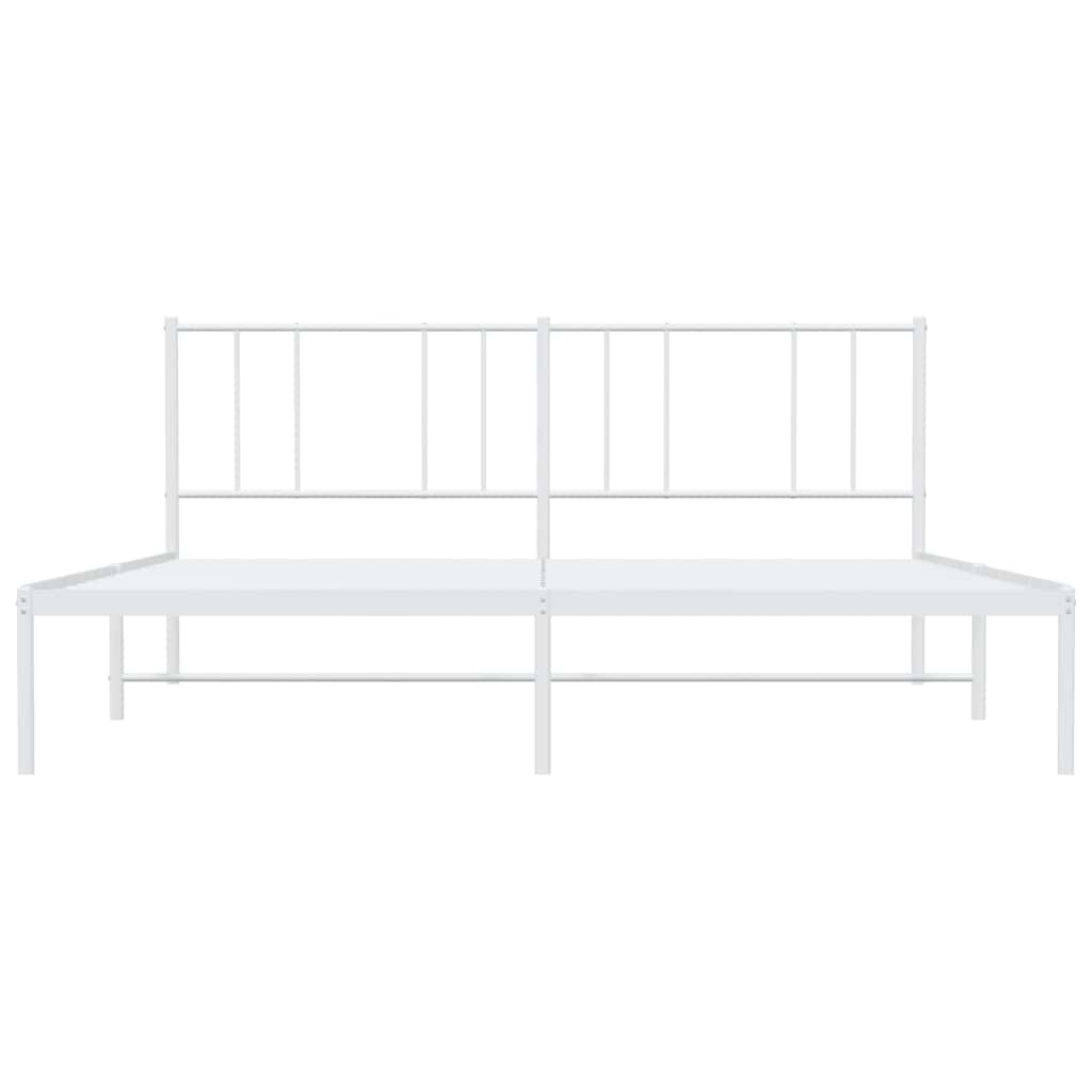 vidaXL Metalowa rama łóżka z wezgłowiem, biała, 200x200 cm