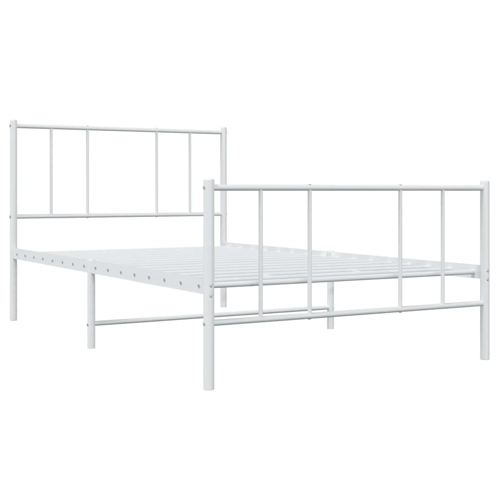 vidaXL Metalowa rama łóżka z wezgłowiem i zanóżkiem, biała, 75x190 cm