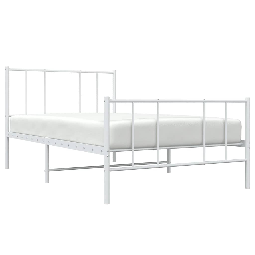 vidaXL Metalowa rama łóżka z wezgłowiem i zanóżkiem, biała, 80x200 cm