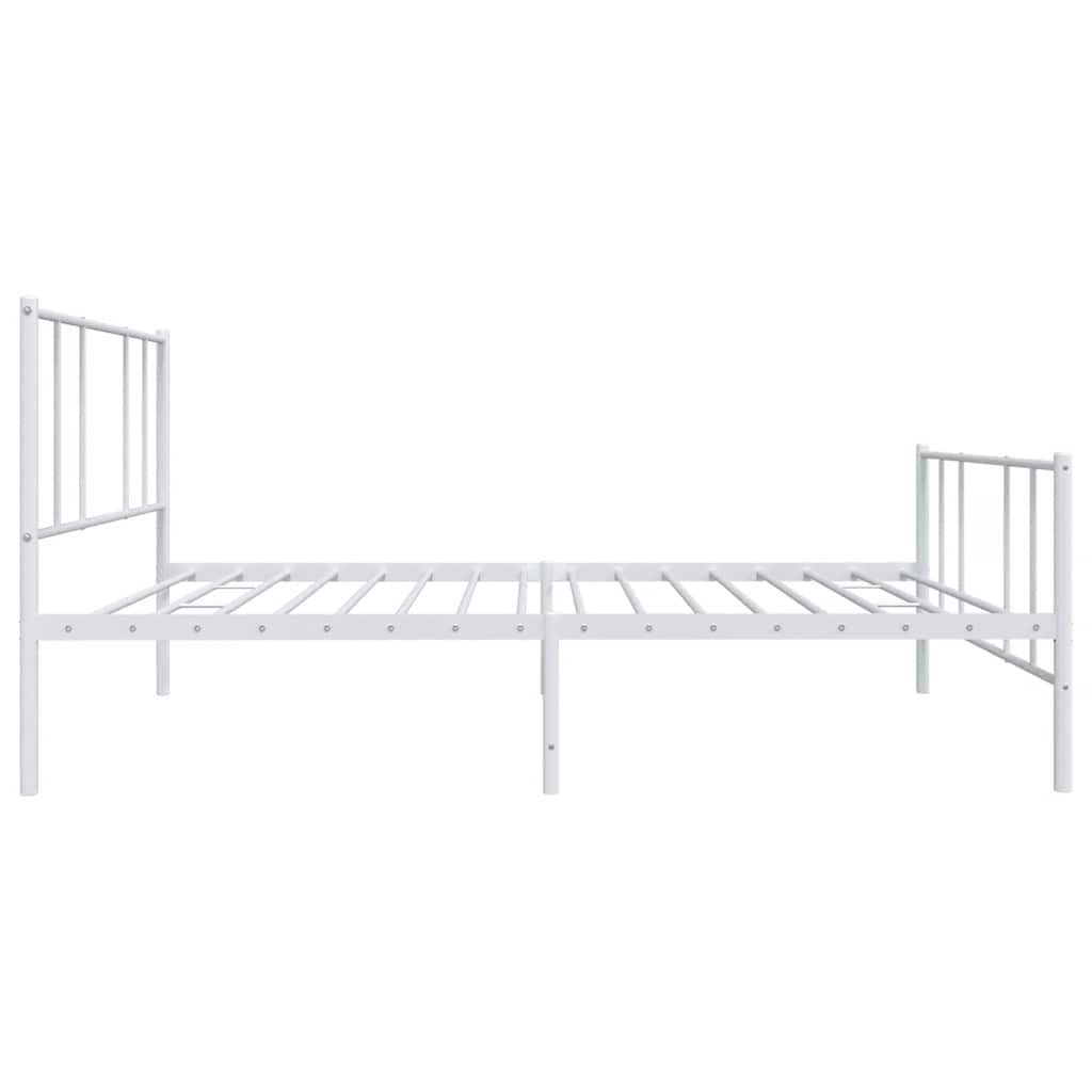 vidaXL Metalowa rama łóżka z wezgłowiem i zanóżkiem, biała, 80x200 cm
