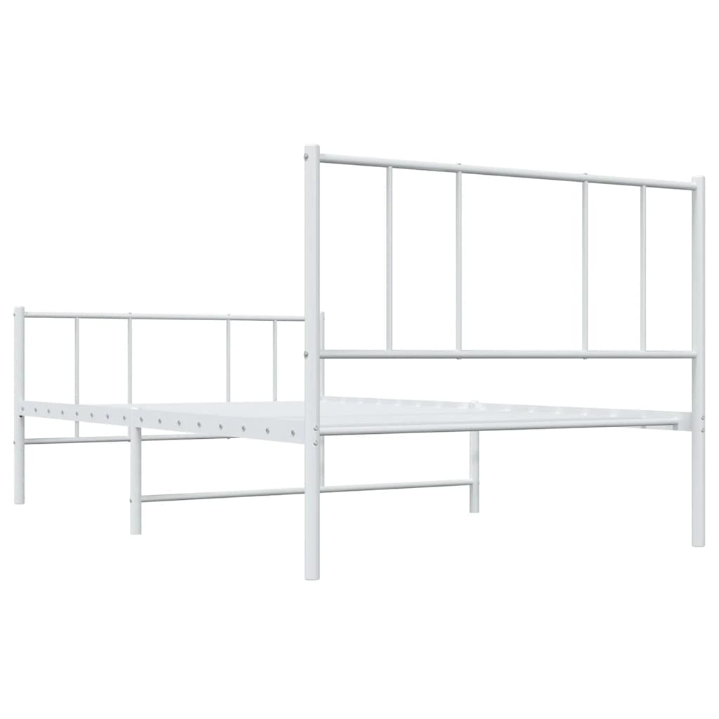 vidaXL Metalowa rama łóżka z wezgłowiem i zanóżkiem, biała, 80x200 cm