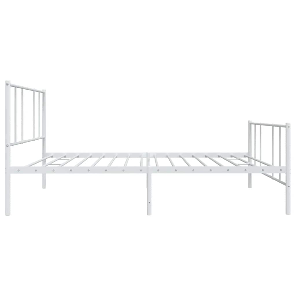 vidaXL Metalowa rama łóżka z wezgłowiem i zanóżkiem, biała, 90x190 cm