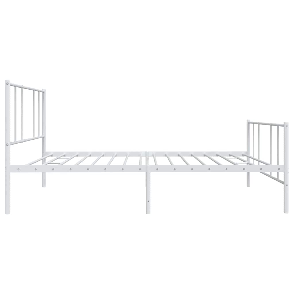 vidaXL Metalowa rama łóżka z wezgłowiem i zanóżkiem, biała, 90x200 cm