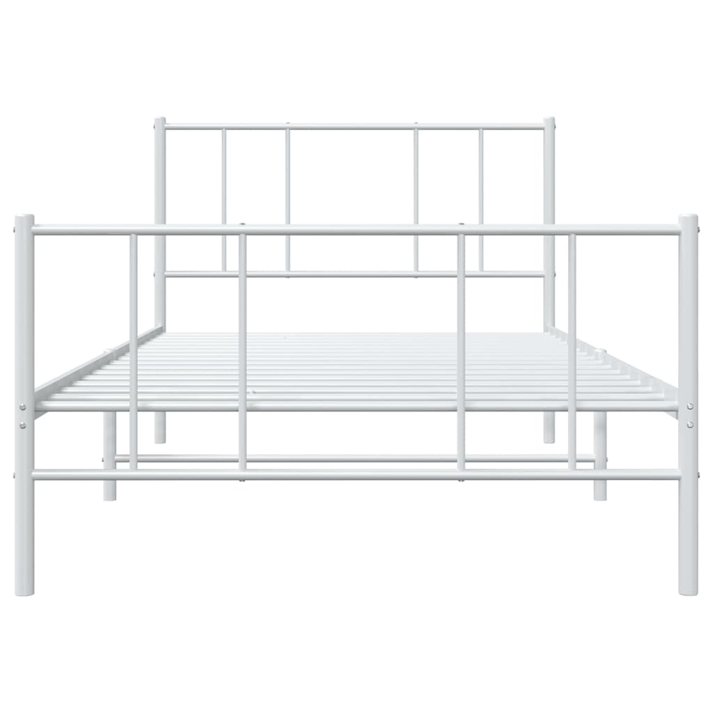 vidaXL Metalowa rama łóżka z wezgłowiem i zanóżkiem, biała, 100x190 cm