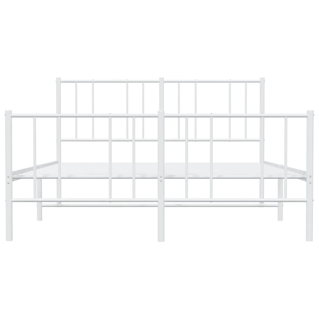 vidaXL Metalowa rama łóżka z wezgłowiem i zanóżkiem, biała, 120x200 cm