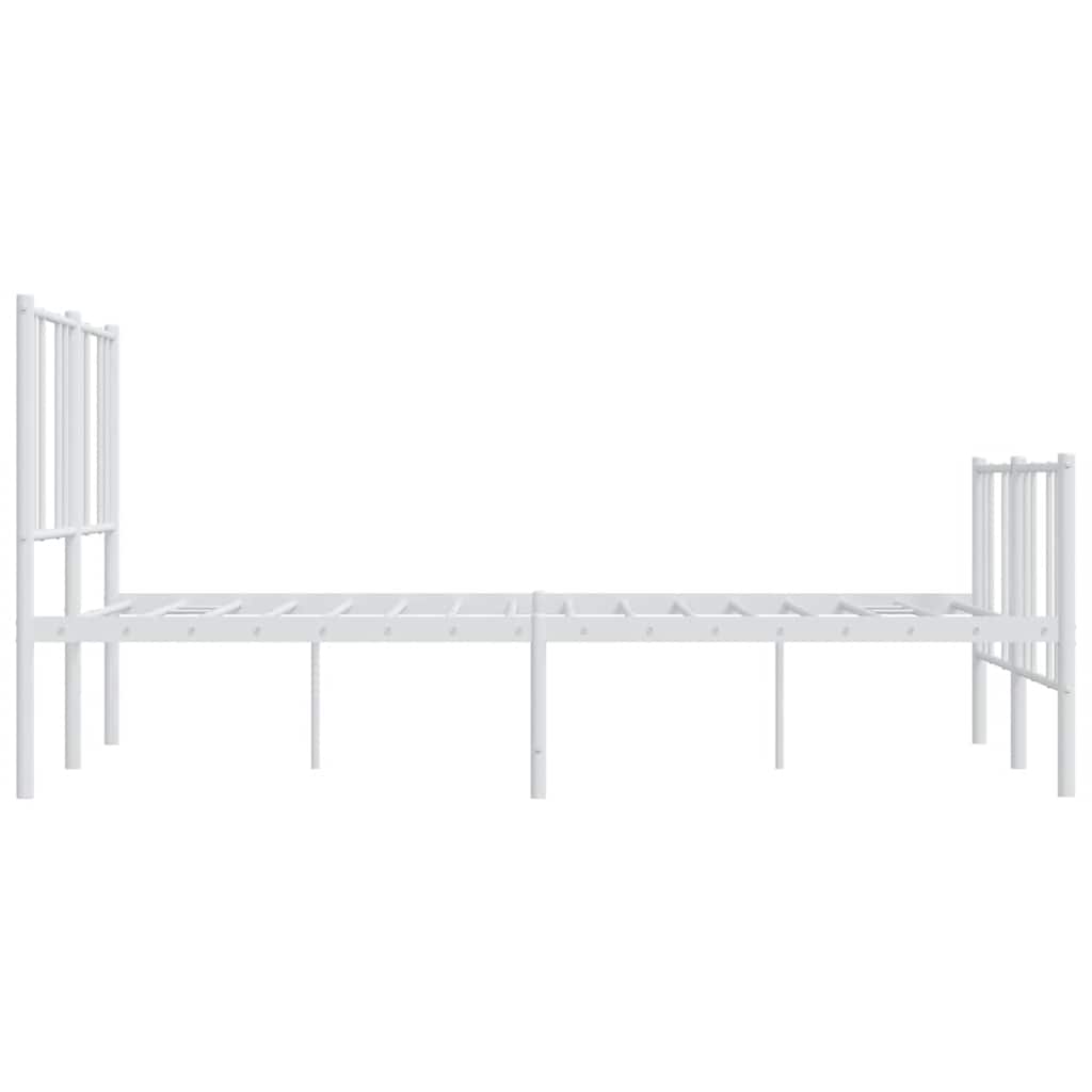 vidaXL Metalowa rama łóżka z wezgłowiem i zanóżkiem, biała, 120x200 cm