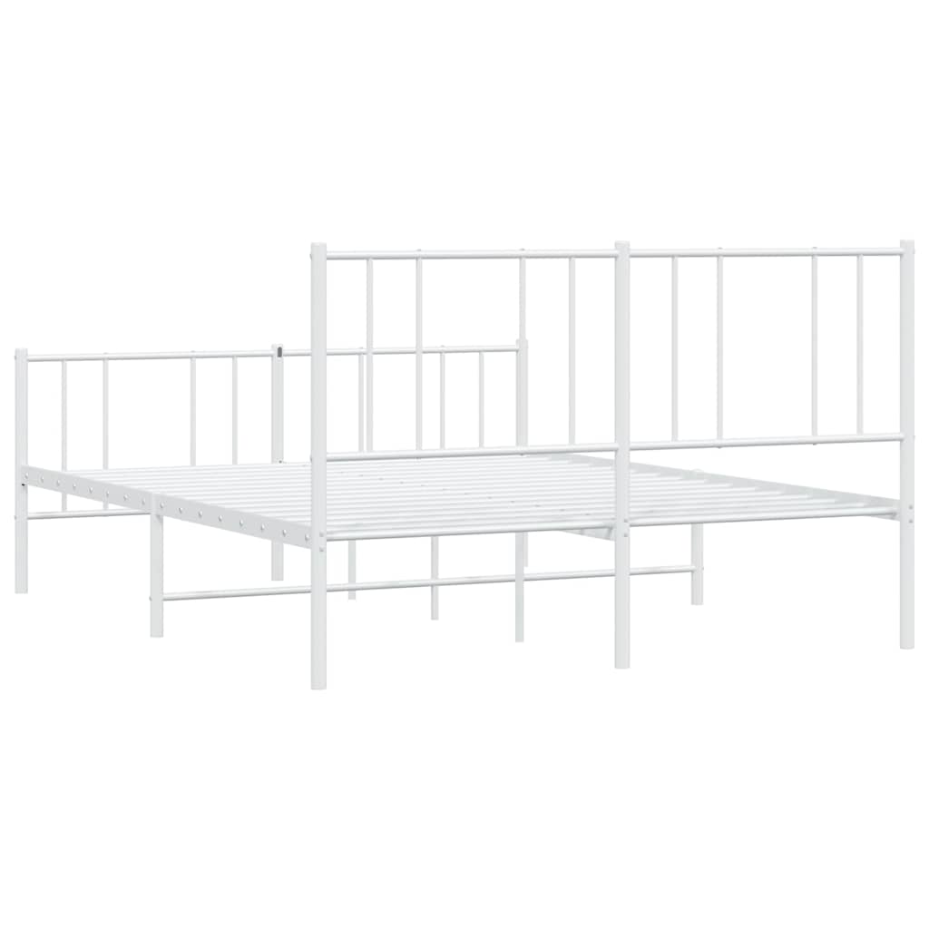 vidaXL Metalowa rama łóżka z wezgłowiem i zanóżkiem, biała, 120x200 cm