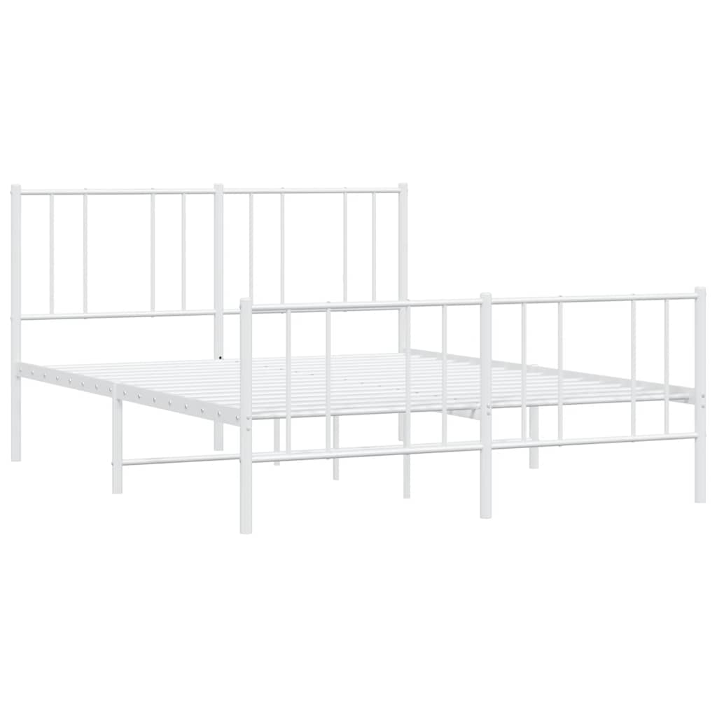 vidaXL Metalowa rama łóżka z wezgłowiem i zanóżkiem, biała, 140x200 cm