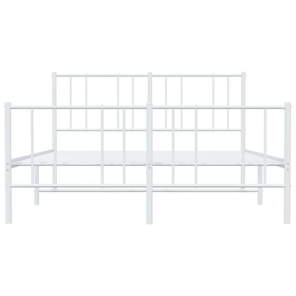 vidaXL Metalowa rama łóżka z wezgłowiem i zanóżkiem, biała, 150x200 cm