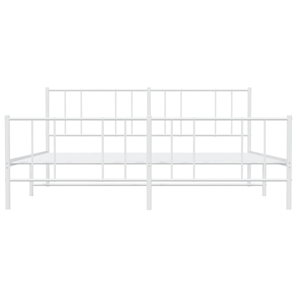 vidaXL Metalowa rama łóżka z wezgłowiem i zanóżkiem, biała, 180x200 cm