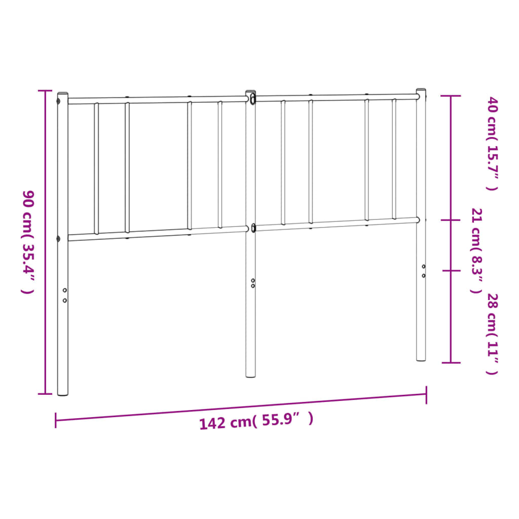 vidaXL Metalowe wymienne wezgłowie, białe, 135 cm
