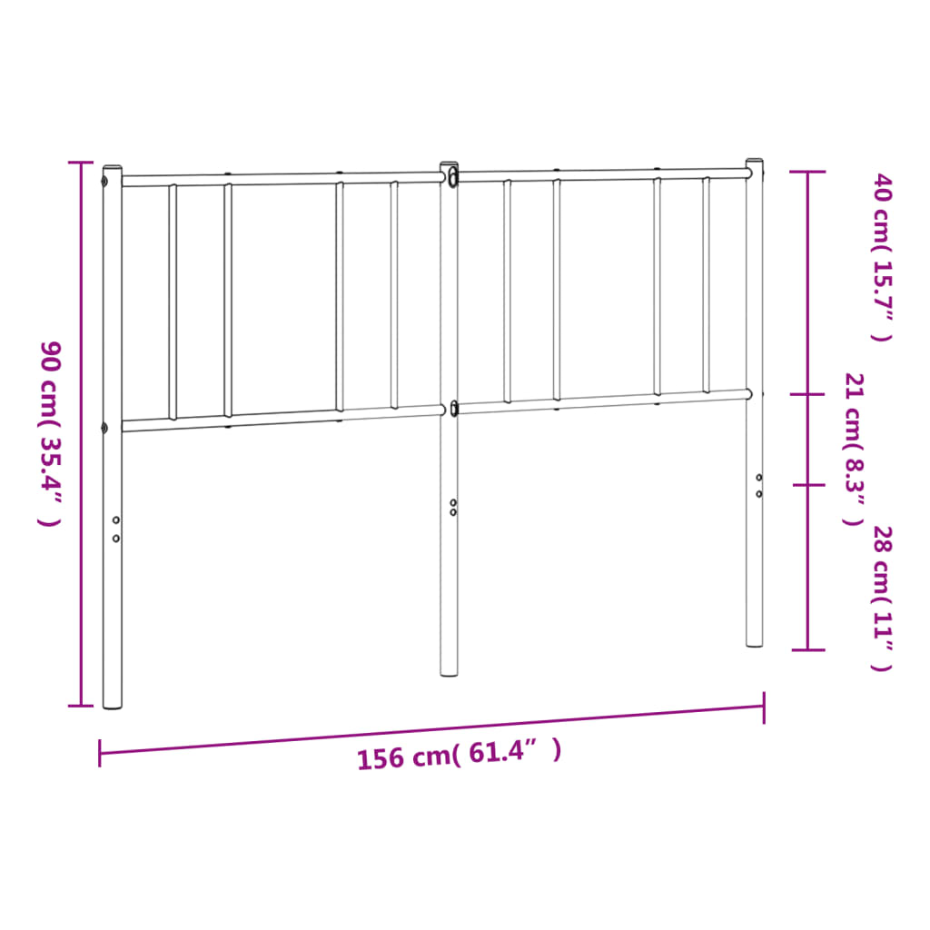 vidaXL Metalowe wymienne wezgłowie, białe, 150 cm