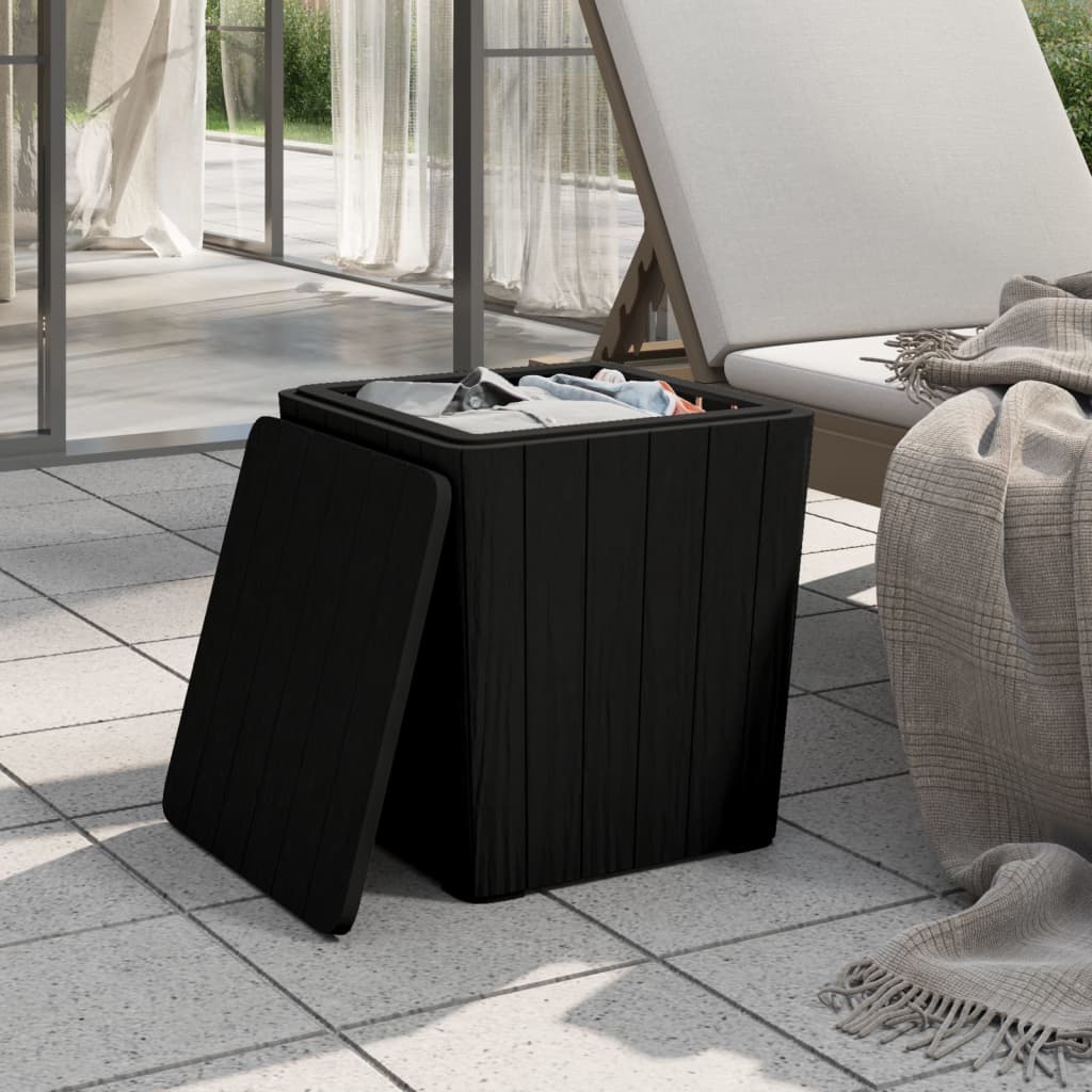 vidaXL Stół ogrodowy ze zdejmowaną pokrywą, czarny, polipropylen