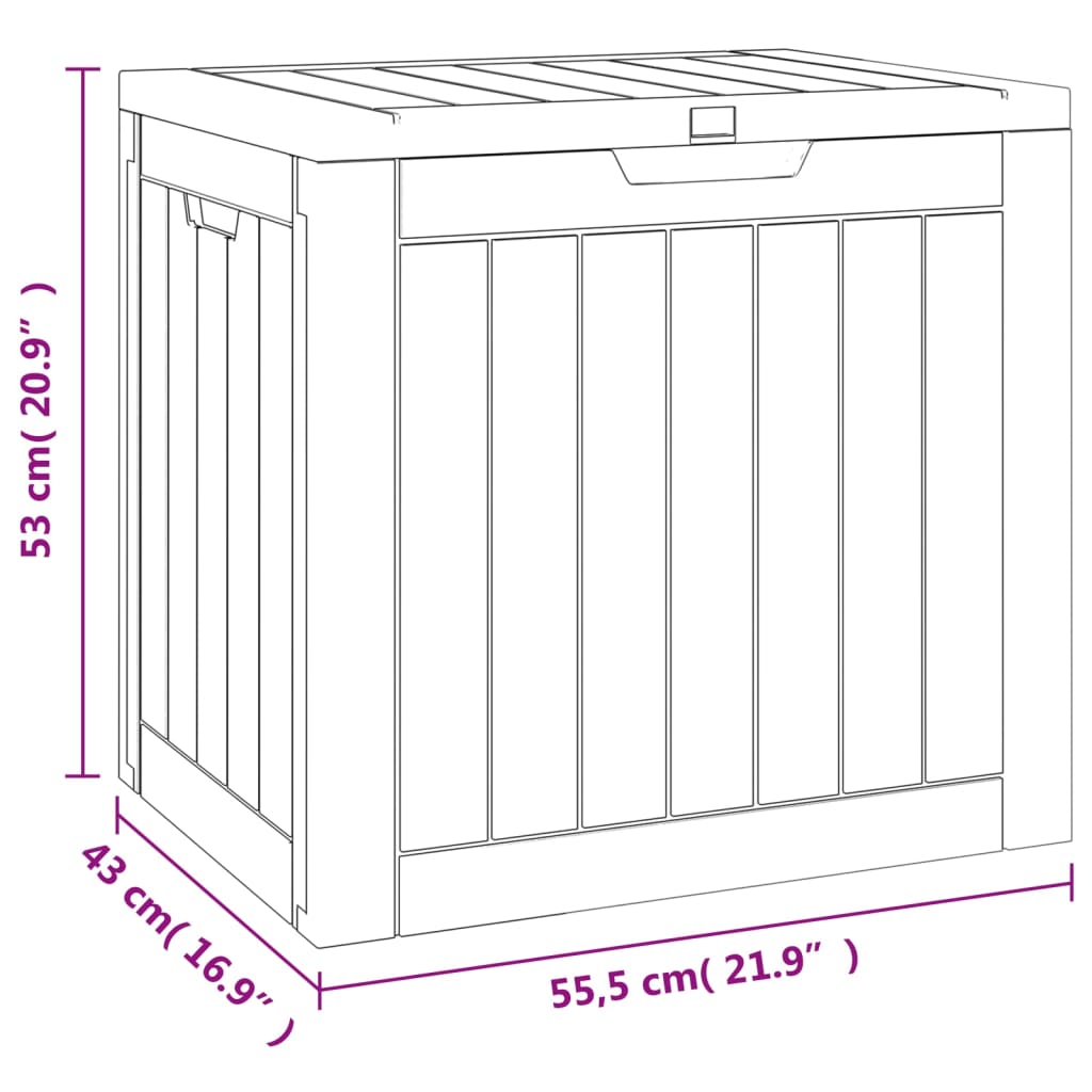 vidaXL Skrzynia ogrodowa, szara, 55,5x43x53 cm, polipropylen