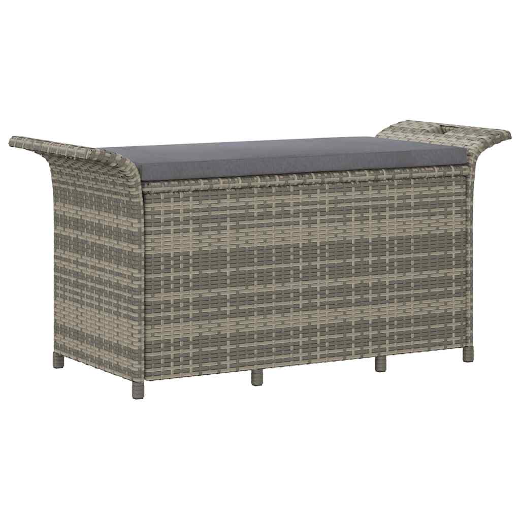 vidaXL Ławka ogrodowa z poduszką, szara, 116x46x57 cm, polirattan
