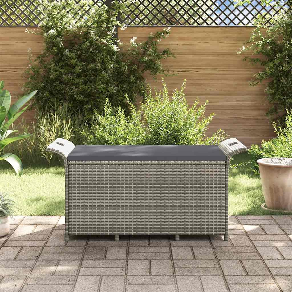 vidaXL Ławka ogrodowa z poduszką, szara, 116x46x57 cm, polirattan