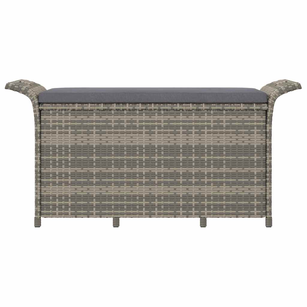 vidaXL Ławka ogrodowa z poduszką, szara, 116x46x57 cm, polirattan
