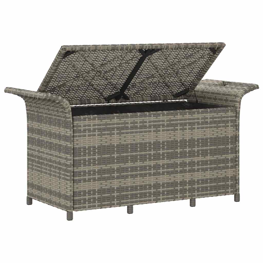 vidaXL Ławka ogrodowa z poduszką, szara, 116x46x57 cm, polirattan