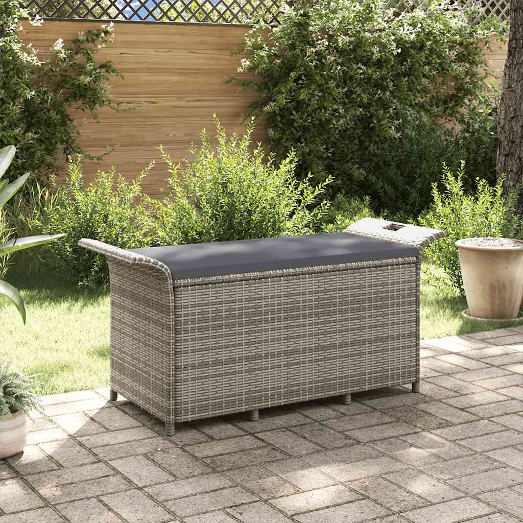 vidaXL Ławka ogrodowa z poduszką, szara, 116x46x57 cm, polirattan