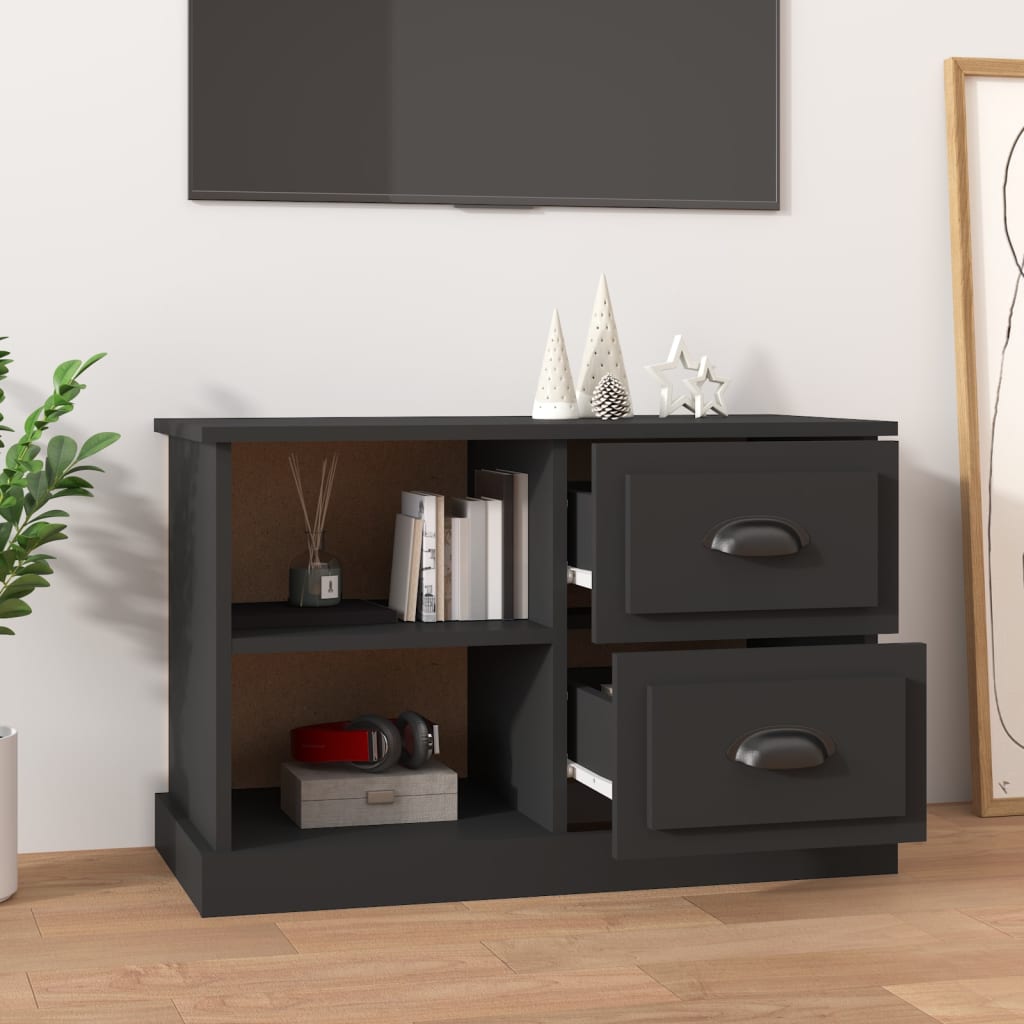 vidaXL Szafka pod TV, czarna, 73x35,5x47,5 cm, materiał drewnopochodny