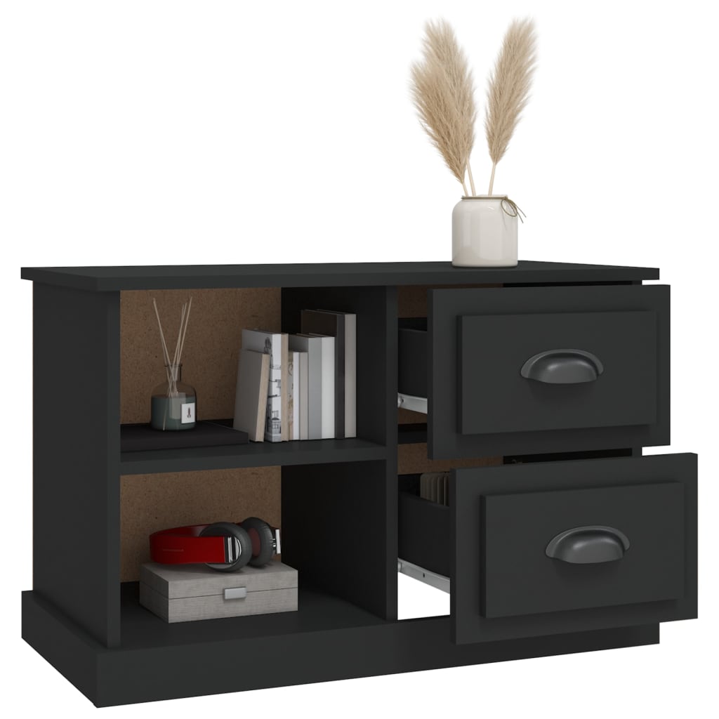 vidaXL Szafka pod TV, czarna, 73x35,5x47,5 cm, materiał drewnopochodny