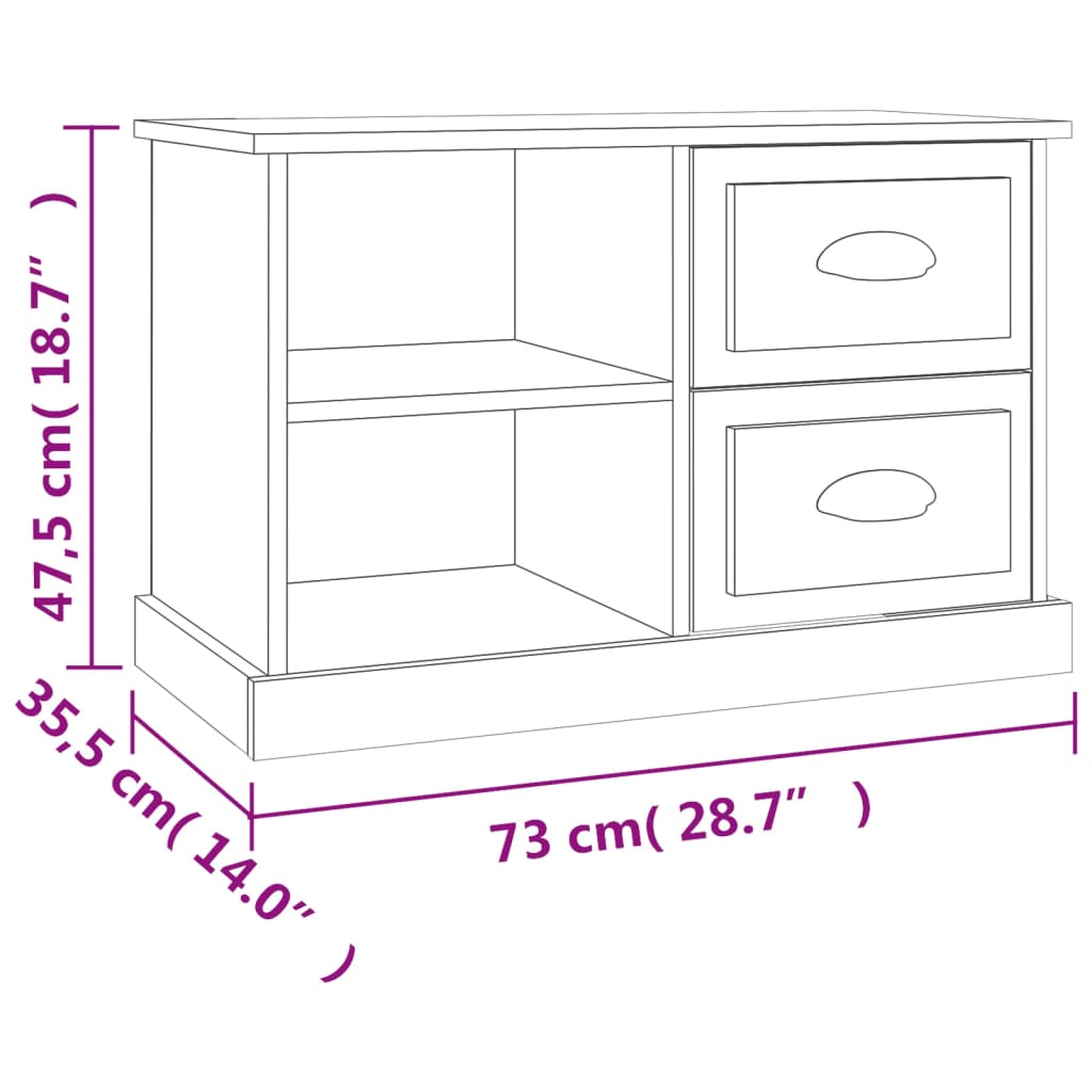vidaXL Szafka pod TV, szary dąb sonoma, 73x35,5x47,5
