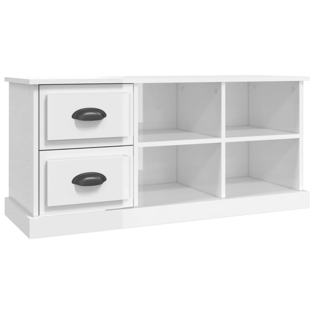 vidaXL Szafka pod TV, wysoki połysk, biała, 102x35,5x47,5 cm