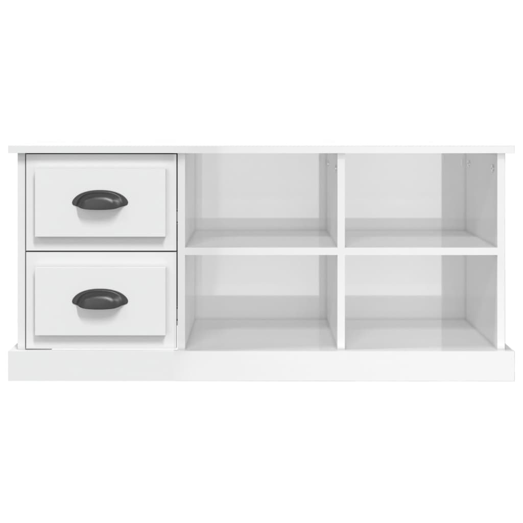 vidaXL Szafka pod TV, wysoki połysk, biała, 102x35,5x47,5 cm