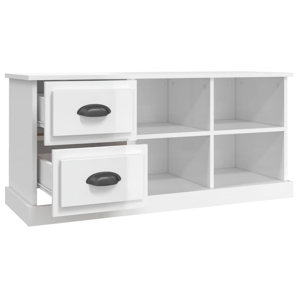vidaXL Szafka pod TV, wysoki połysk, biała, 102x35,5x47,5 cm