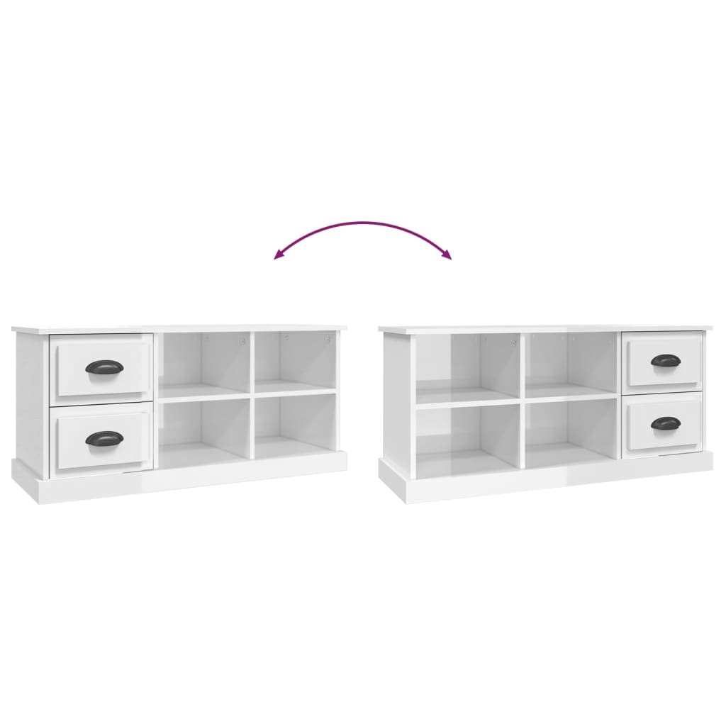vidaXL Szafka pod TV, wysoki połysk, biała, 102x35,5x47,5 cm
