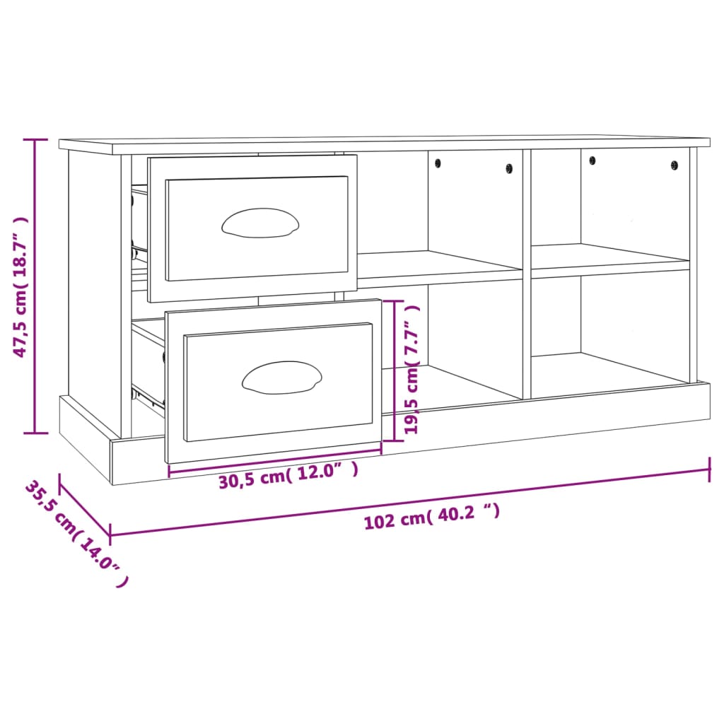vidaXL Szafka pod TV, wysoki połysk, biała, 102x35,5x47,5 cm