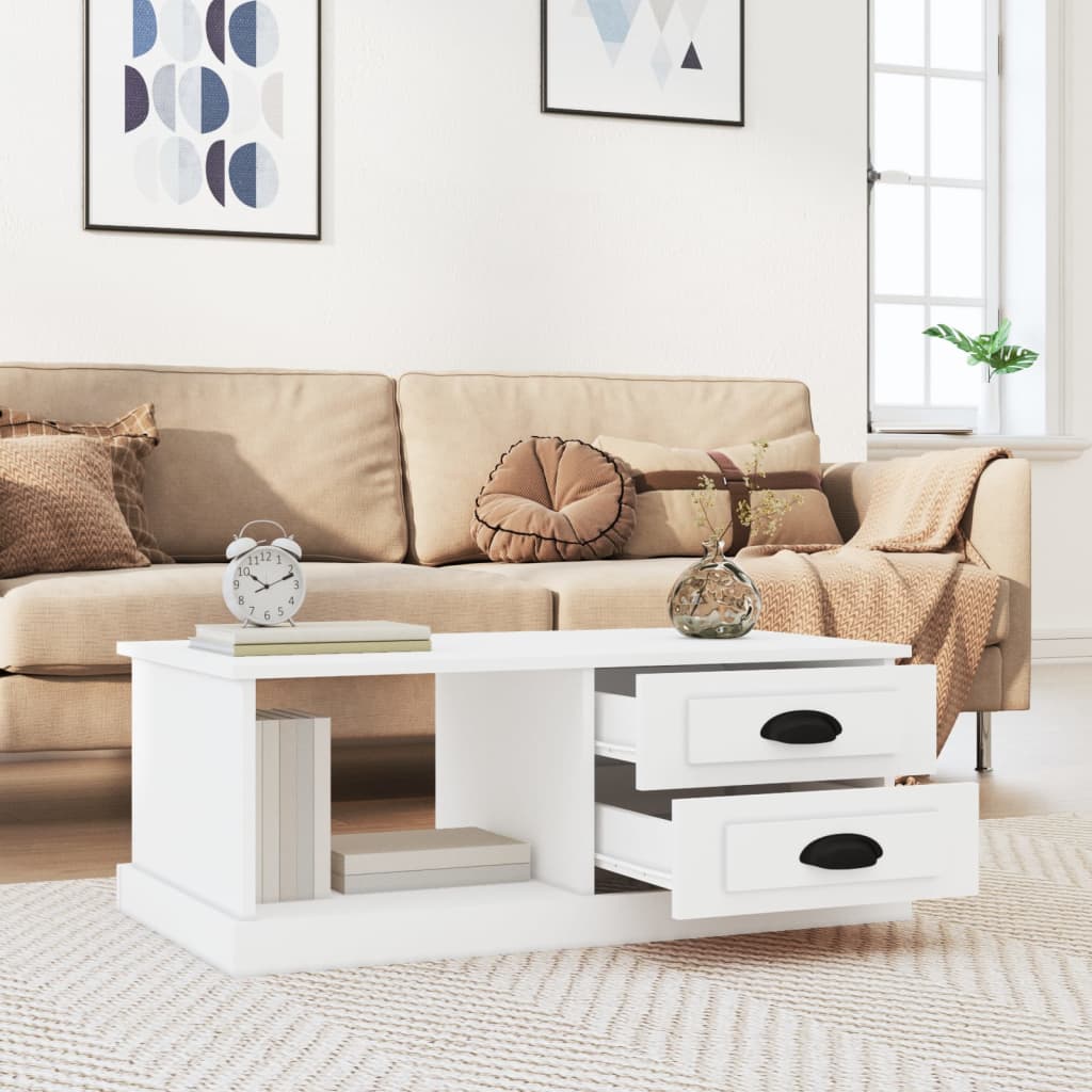 vidaXL Stolik kawowy, biały, 90x50x35, materiał drewnopochodny