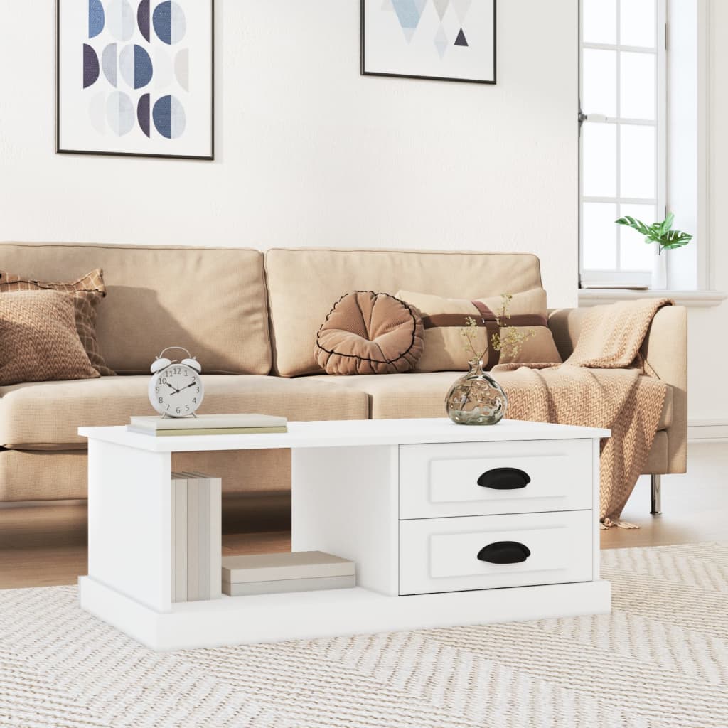 vidaXL Stolik kawowy, biały, 90x50x35, materiał drewnopochodny