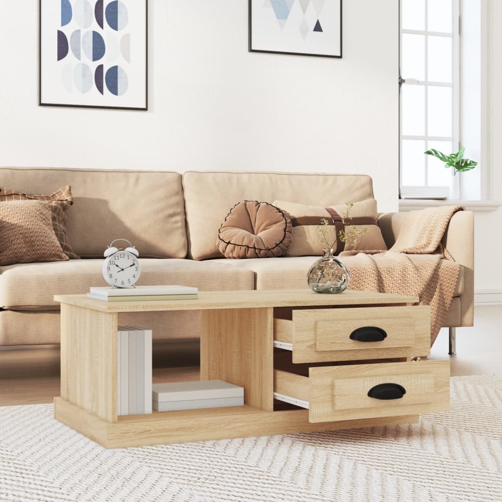 vidaXL Stolik kawowy, dąb sonoma, 90x50x35 cm, materiał drewnopochodny