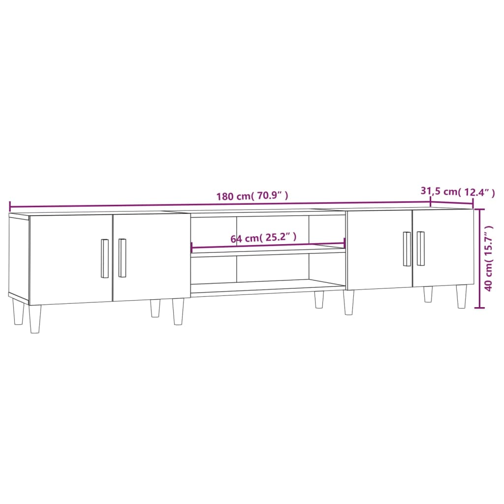 vidaXL Szafka RTV Biała 180x31,5x40 cm Drewno klejone
