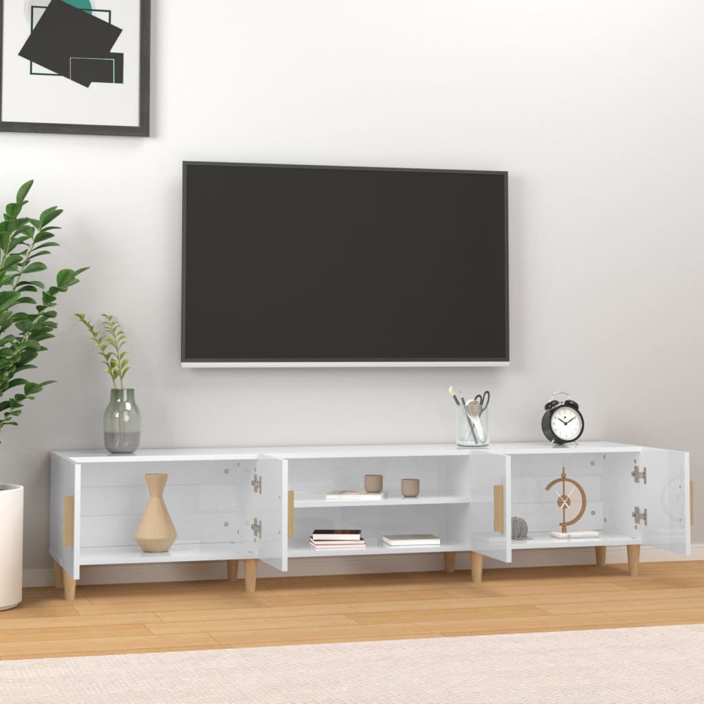 vidaXL Szafka pod TV, wysoki połysk, biała, 180x31,5x40 cm