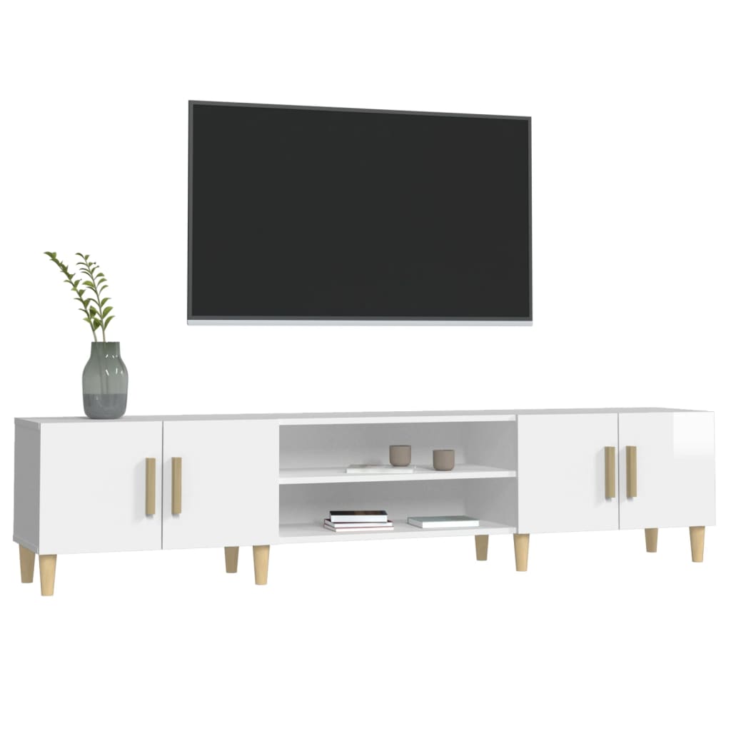 vidaXL Szafka pod TV, wysoki połysk, biała, 180x31,5x40 cm