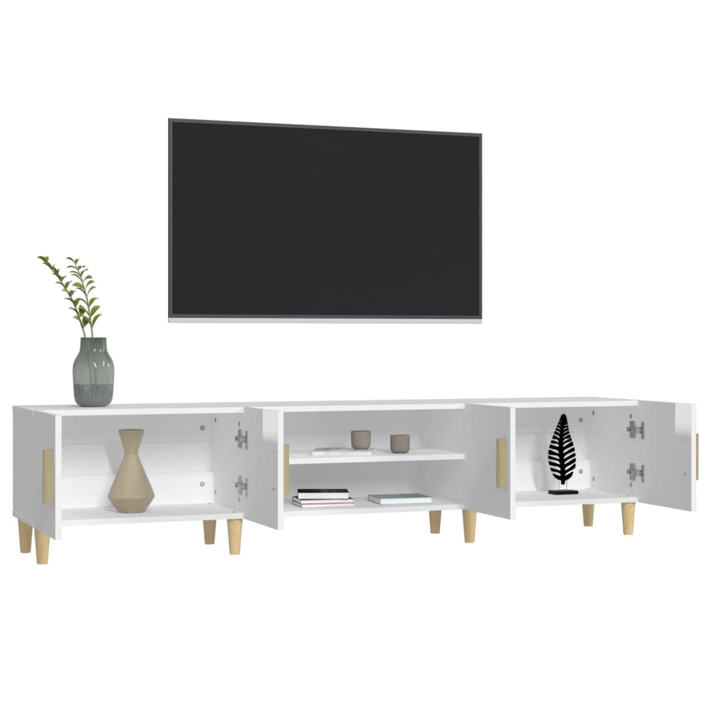 vidaXL Szafka pod TV, wysoki połysk, biała, 180x31,5x40 cm