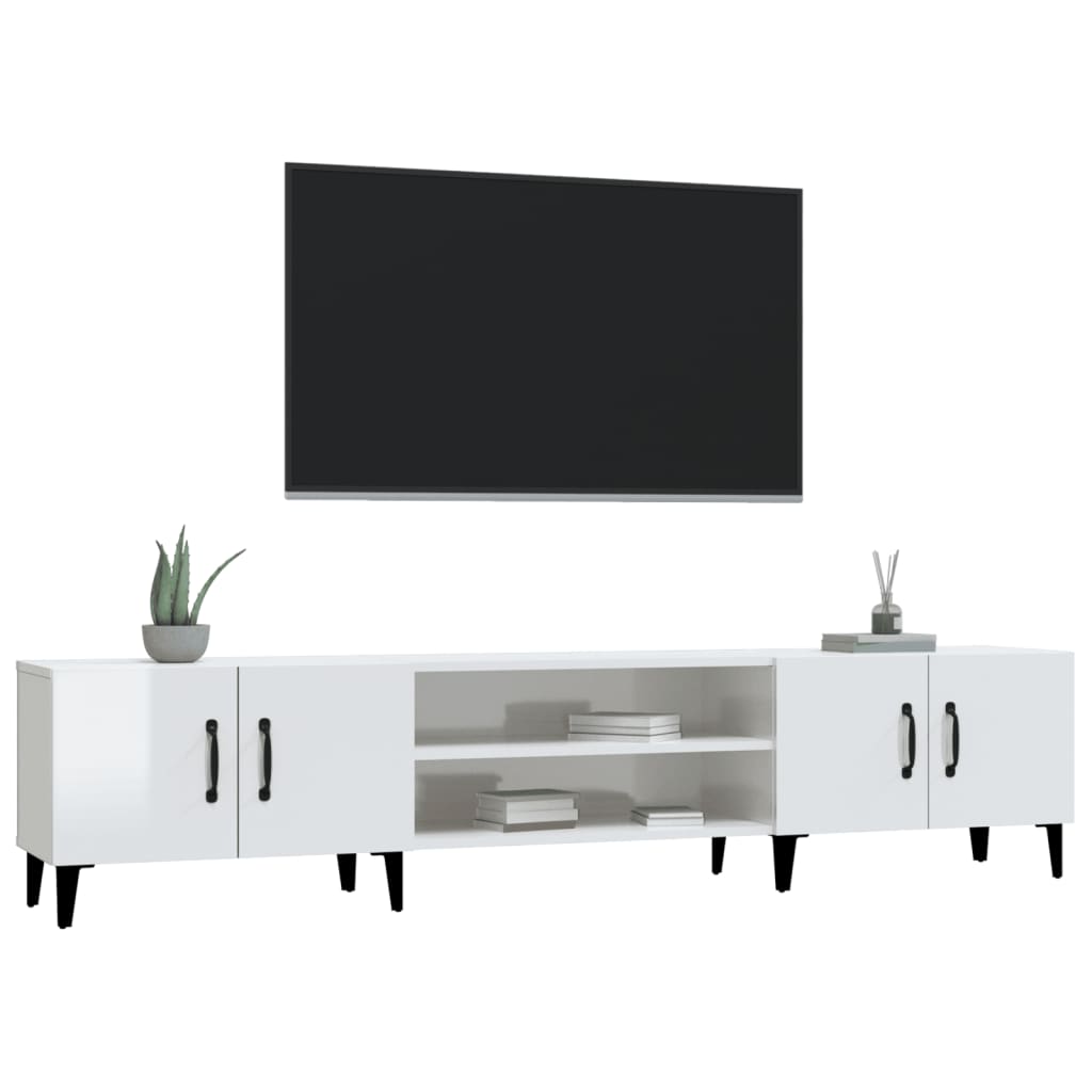 vidaXL Szafka pod TV, wysoki połysk, biała, 180x31,5x40 cm
