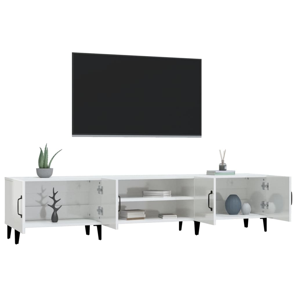 vidaXL Szafka pod TV, wysoki połysk, biała, 180x31,5x40 cm