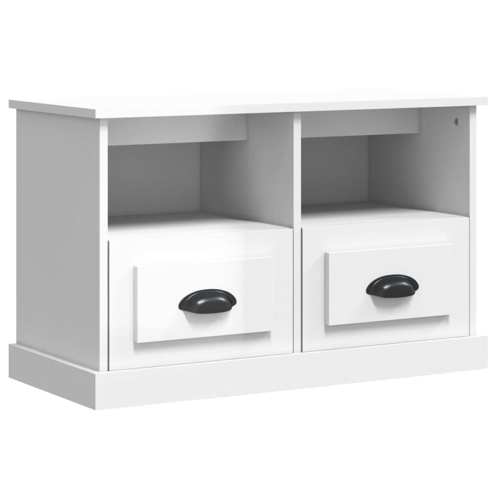 vidaXL Szafka pod TV, biała z połyskiem, 80x35x50 cm