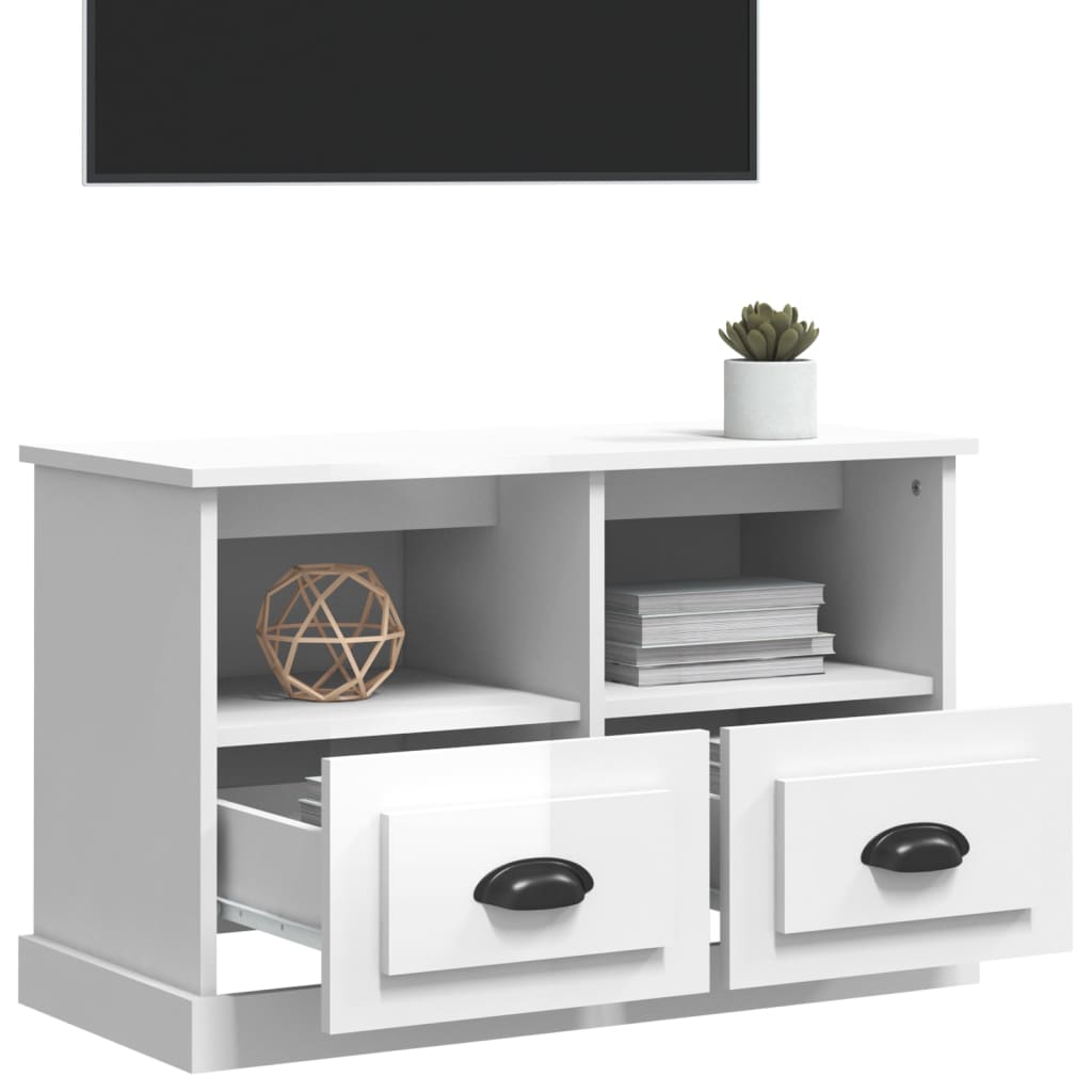 vidaXL Szafka pod TV, biała z połyskiem, 80x35x50 cm