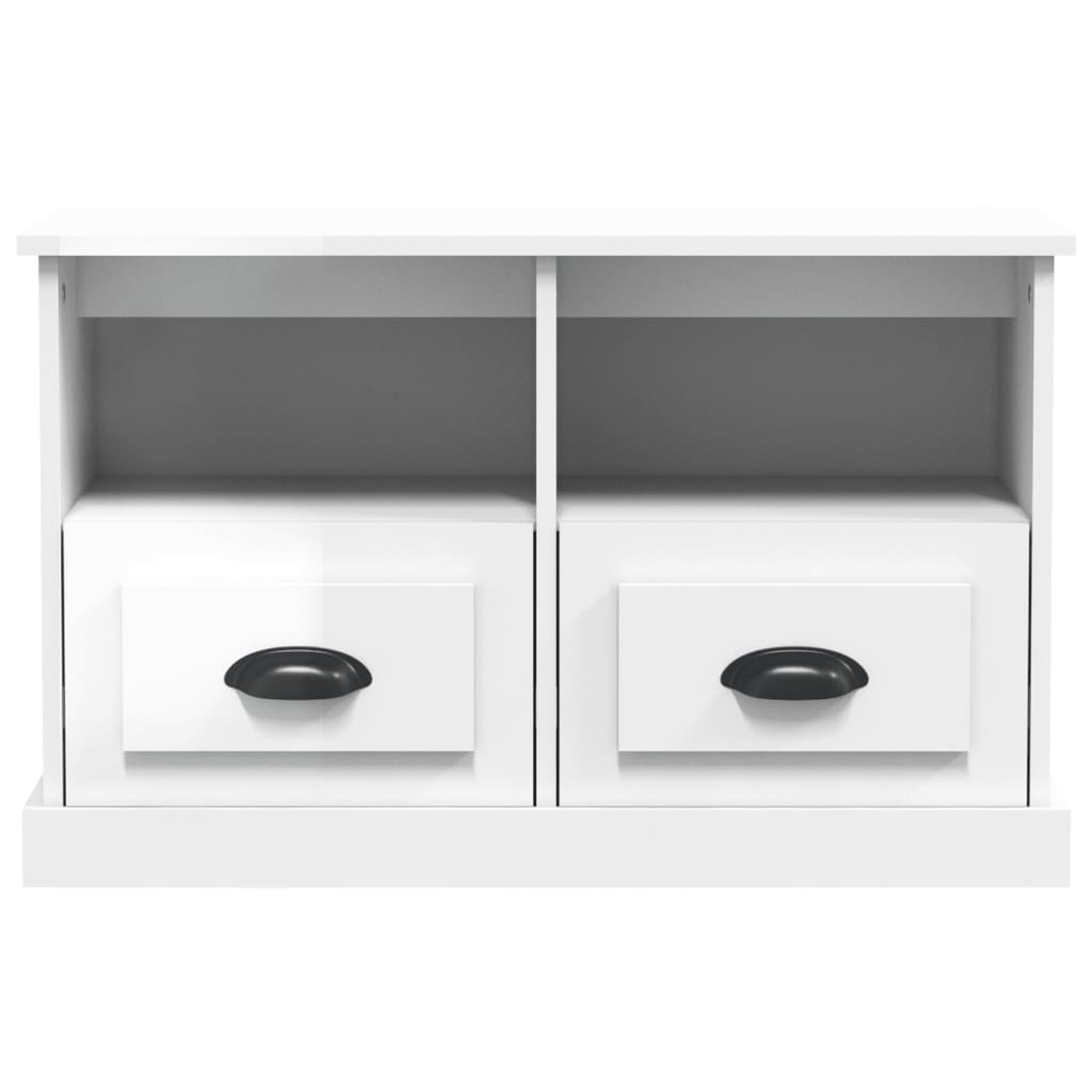 vidaXL Szafka pod TV, biała z połyskiem, 80x35x50 cm