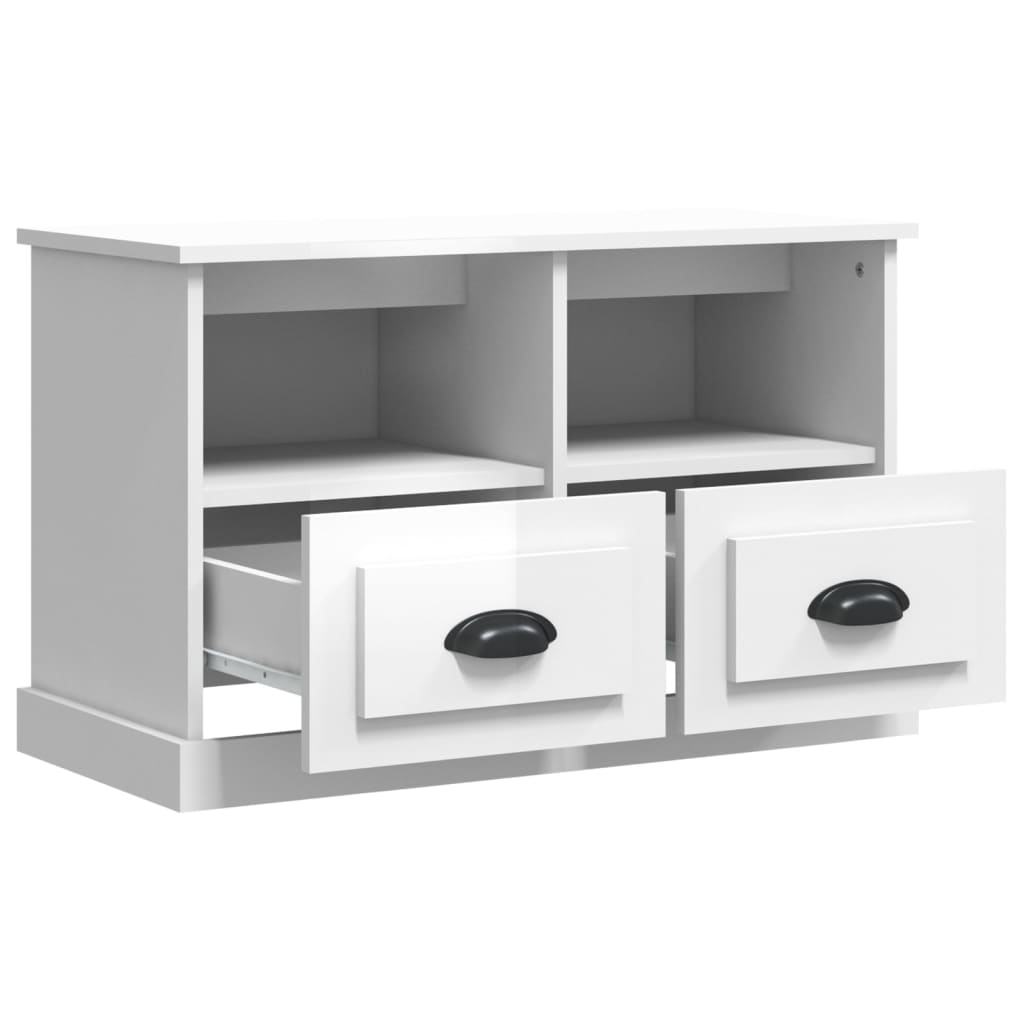 vidaXL Szafka pod TV, biała z połyskiem, 80x35x50 cm
