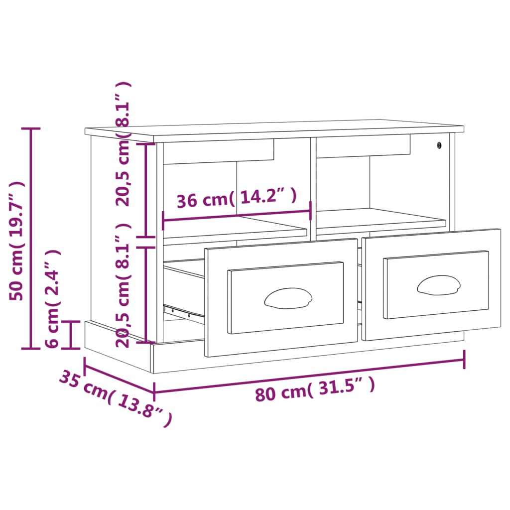 vidaXL Szafka pod TV, szary beton, 80x35x50cm, materiał drewnopochodny